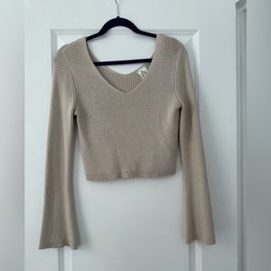 Creamy Beige light knit crop top sweater